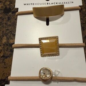 White House Black Market Gold Hair Ties Ponytail Holder Accessory Trio NWT